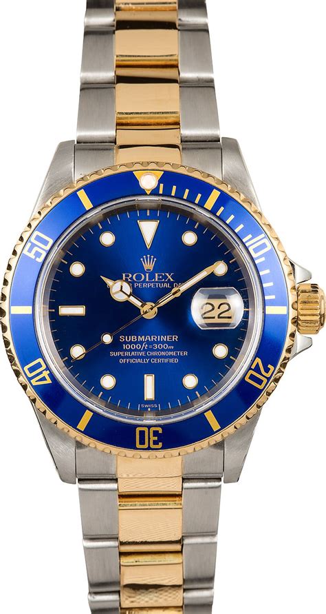 rolex submariner blue face two tone|rolex submariner two tone 116613lb.